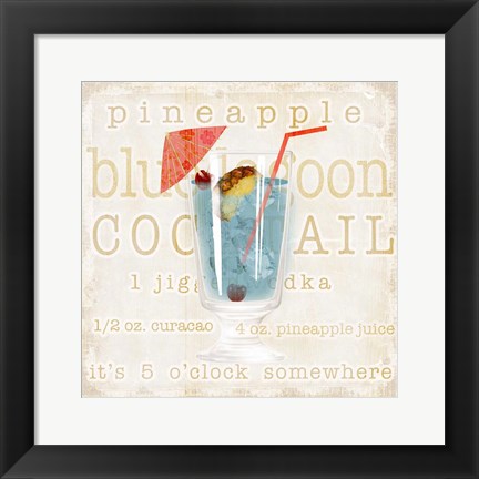 Framed Blue Lagoon Cocktail Print