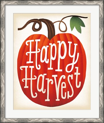 Framed Harvest Time Happy Harvest Pumpkins Print