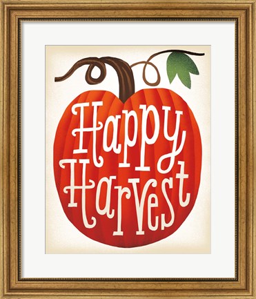 Framed Harvest Time Happy Harvest Pumpkins Print