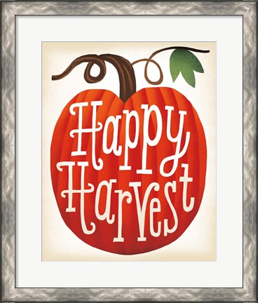 Framed Harvest Time Happy Harvest Pumpkins Print