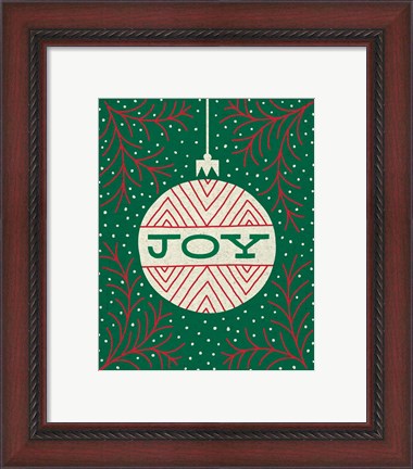 Framed Jolly Holiday Ornaments Joy Print