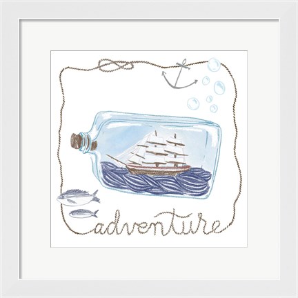 Framed Ship in a Bottle Adventure Print