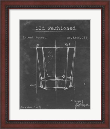 Framed Barware Blueprint I Print