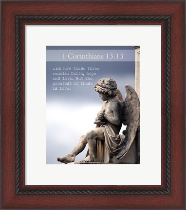 Framed 1 Corinthians 13:13 Faith, Hope and Love (Statue) Print