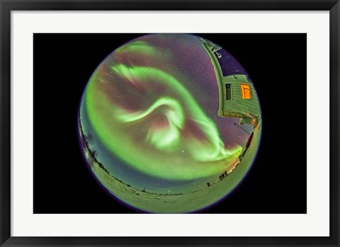 Framed Aurora borealis over Churchill, Manitoba, Canada Print