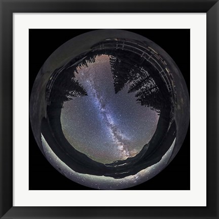 Framed Milky Way at Cameron Lake, Alberta, Canada Print