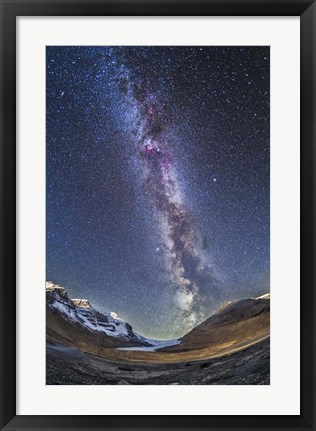 Framed Milky Way over the Columbia Icefields in Jasper National Park, Canada Print