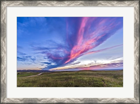 Framed Colorful sunset at the Reesor Ranch on the Alberta-Saskatchewan border Print