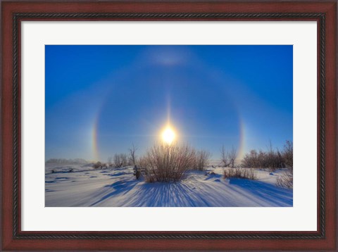 Framed High dynamic range photo of sundogs and a solar halo around the Sun Print