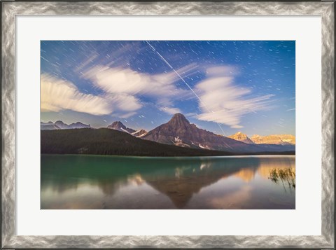 Framed Space Station over Mt Chephren in Banff National Park, Canada Print