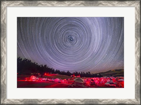 Framed Circumpolar star trails above the Table Mountain Star Party Print