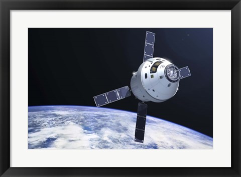 Framed Orion Module in orbit above Earth Print