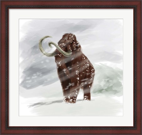 Framed Mammuthus Primigenius walking through a Blizzard Print