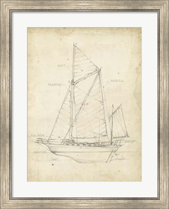 Framed Sailboat Blueprint V Print