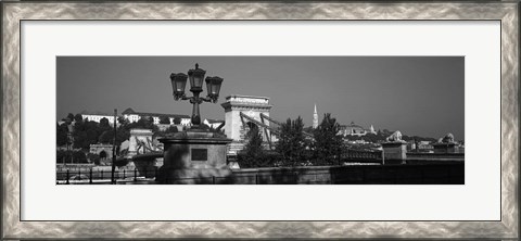 Framed Chain Bridge over Danube River, Budapest, Hungary Print