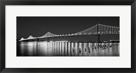 Framed Bay Bridge lit up at night, San Francisco, California Print