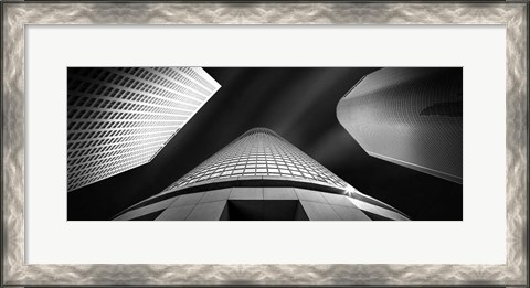 Framed Low angle view of skyscrapers, City Of Los Angeles, California Print