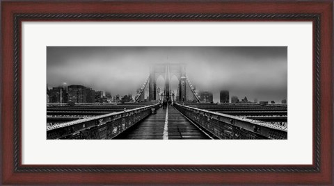 Framed Fog over the Brooklyn Bridge, New York City Print