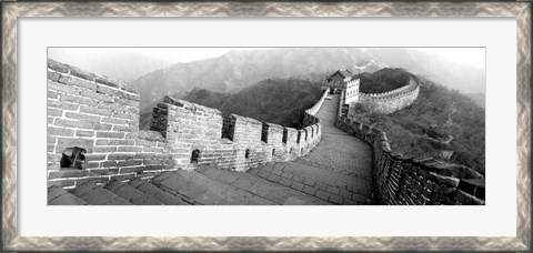 Framed Great Wall Of China, Mutianyu, China BW Print