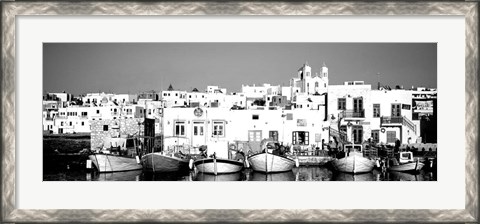 Framed Boats at the waterfront, Paros, Greece Print