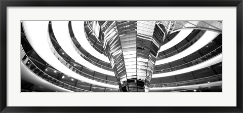 Framed Interiors of a government building, The Reichstag, Berlin, Germany BW Print