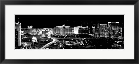 Framed City lit up at night, Las Vegas, Nevada Print