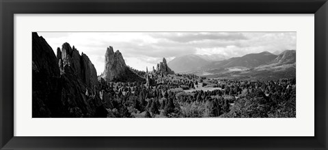Framed Garden of The Gods, Colorado Springs, Colorado (black &amp; white) Print