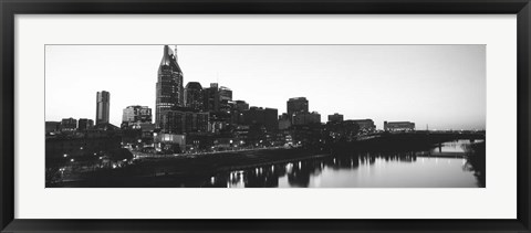 Framed Skylines at dusk along Cumberland River, Nashville, Tennessee Print