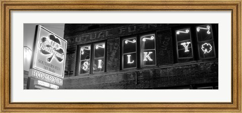 Framed Pub lit up at night, Silky O&#39;Sullivan&#39;s, Beale Street, Memphis, Tennessee Print