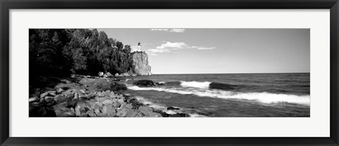 Framed Lighthouse on a cliff, Split Rock Lighthouse, Lake Superior, Minnesota Print