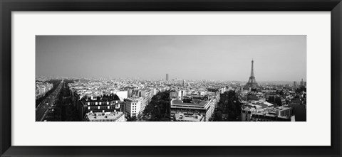 Framed High angle view of a cityscape, Paris, France BW Print