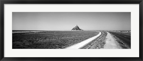Framed Road passing through a landscape, Mont Saint-Michel, Normandy, France Print