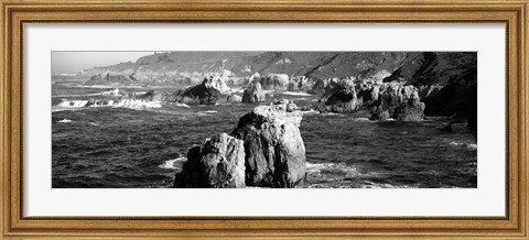 Framed Rock formations on the beach, Big Sur, Garrapata State Beach, California Print