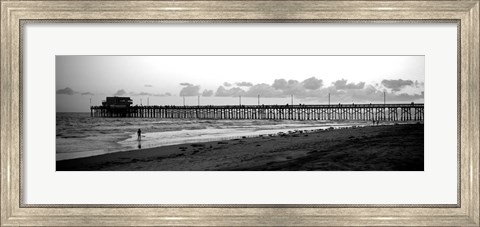 Framed Pier in an ocean, Newport Pier, Newport Beach, Orange County, California Print