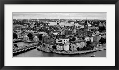 Framed High angle view of a city, Stockholm, Sweden BW Print