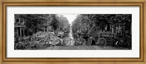 Framed Bikes in Amsterdam, Netherlands (black &amp; white) Print