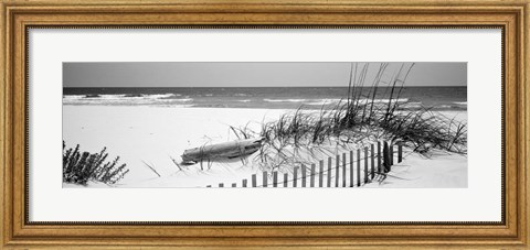 Framed Fence on the beach, Alabama, Gulf of Mexico Print