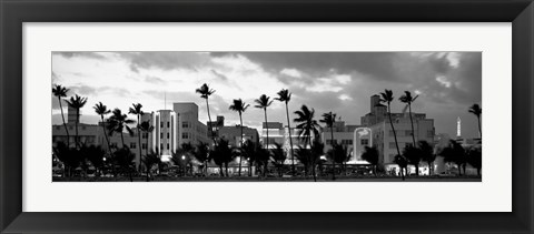 Framed Buildings Lit Up At Dusk, Ocean Drive, Miami Beach, Florida Print