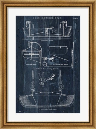 Framed Boat Launching Blueprint I Print
