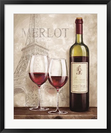 Framed Wine in Paris III Print