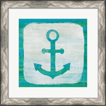 Framed Ahoy III Blue Green Print