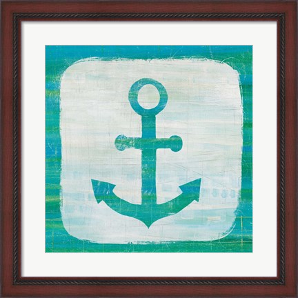 Framed Ahoy III Blue Green Print