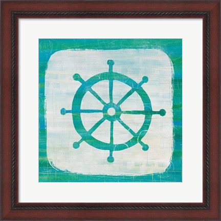 Framed Ahoy IV Blue Green Print