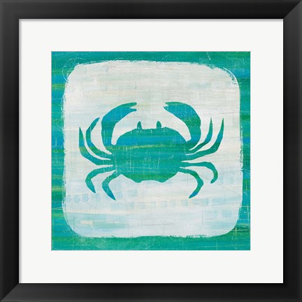Framed Ahoy V Blue Green Print