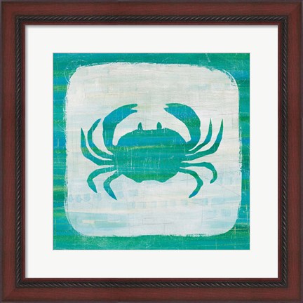 Framed Ahoy V Blue Green Print