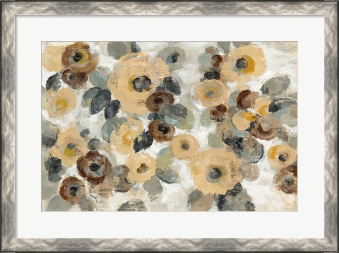 Framed Neutral Floral Beige I Print