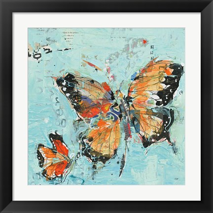 Framed Monarch II Light Blue Print