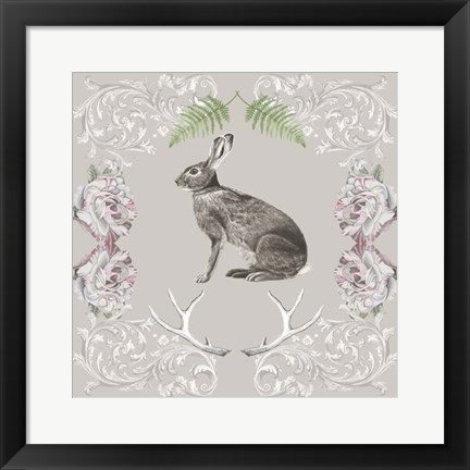 Framed Hare &amp; Antlers I Print