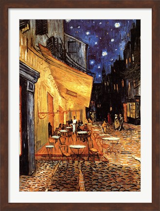 Framed Cafe Terrace on the Place du Forum, Arles, at Night, c.1888 Print