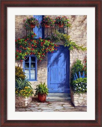 Framed Provence Blue Door Print